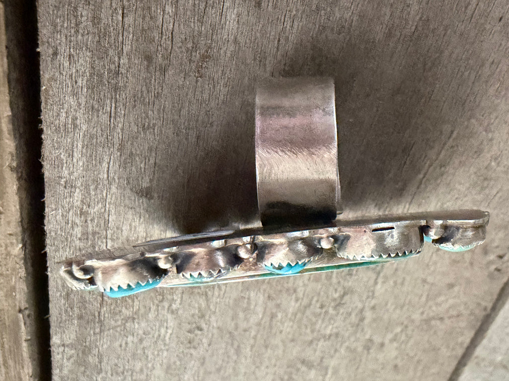 Native American Handmade Custom Silver Large Cluster Turquoise (Adjustable)
