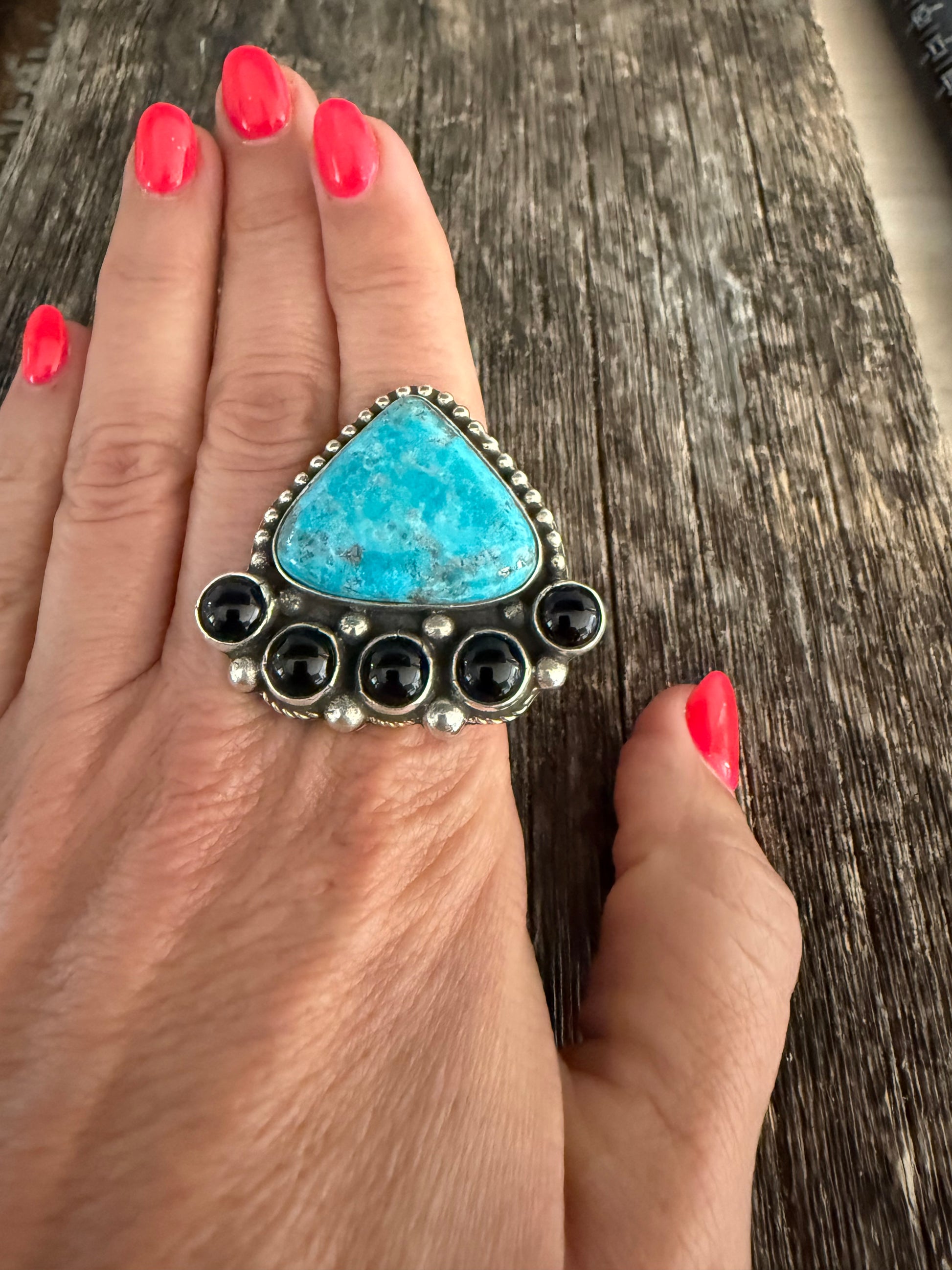 Black Onyx and Turquoise Custom Chad Tellar Ring