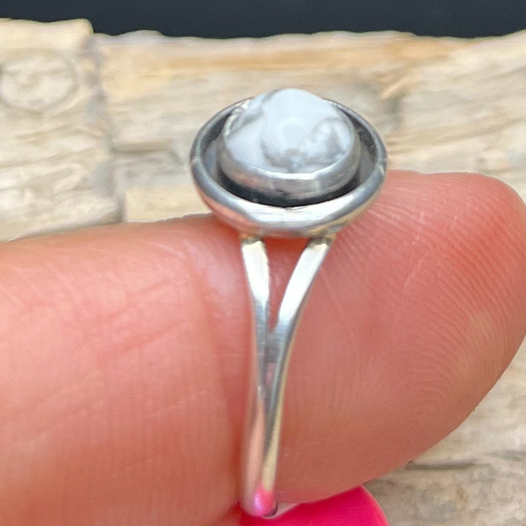 Authentic Native American Handmade White Buffalo and Sterling Silver Ring