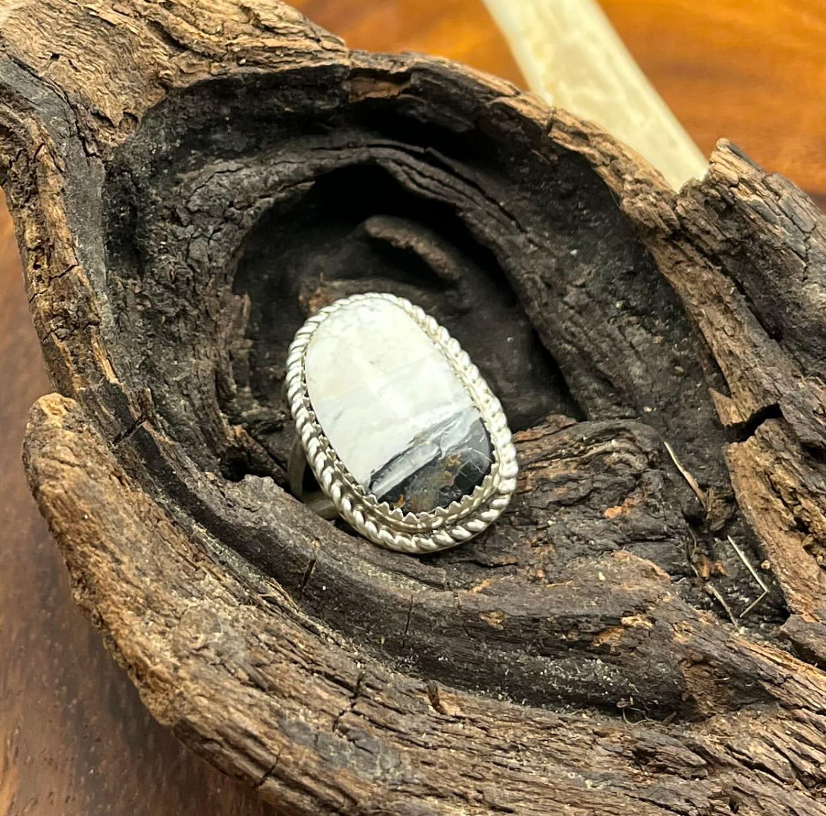 Authentic Native American Handmade White Buffalo Turquoise Ring