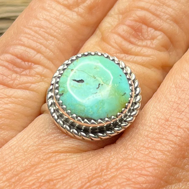 Authentic Native American Handmade Sterling Silver Turquoise Ring