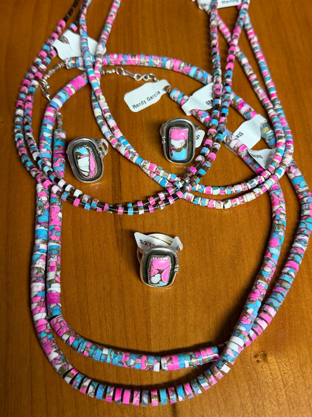 Native American Randy Garcia Handmade Cotton Candy Necklace 18”