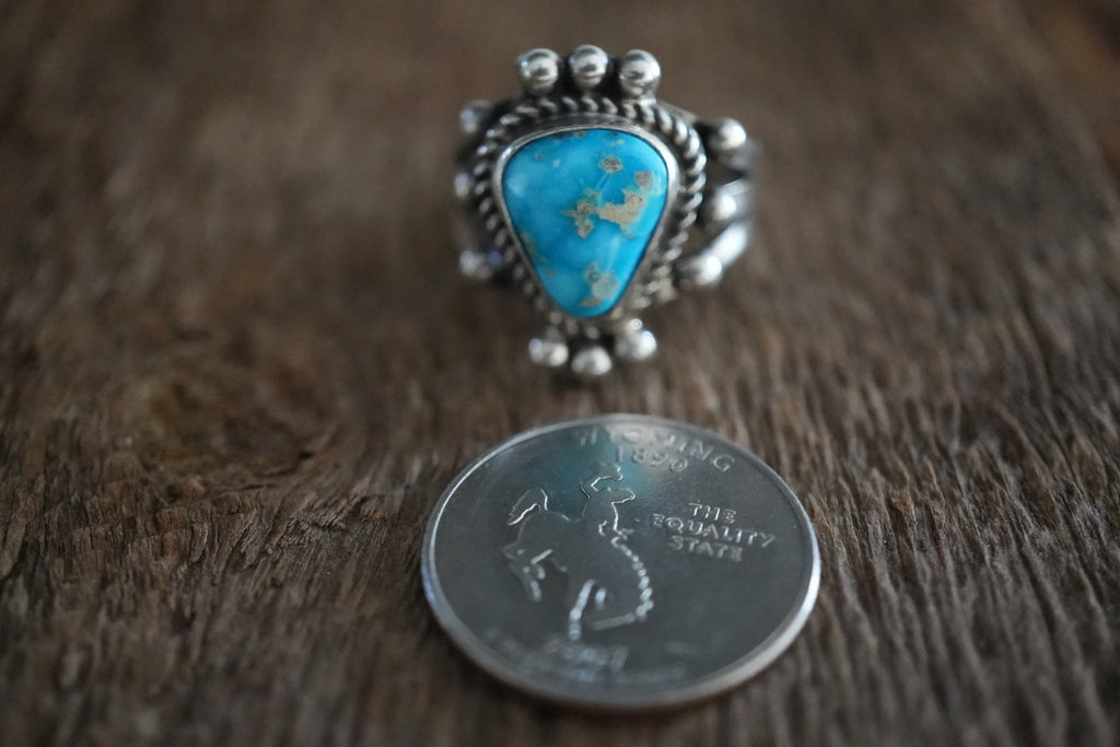 Handmade Sterling Silver Turquoise Ring Size 10 1/4.