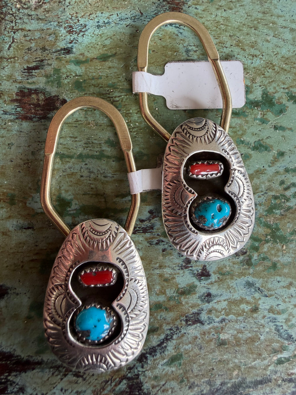 Native American Handmade Coral-Turquoise Keychain