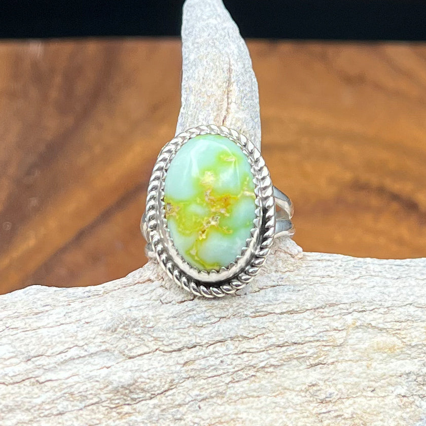 Authentic Native American Handmade Palomino Variscite Sterling Silver Ring