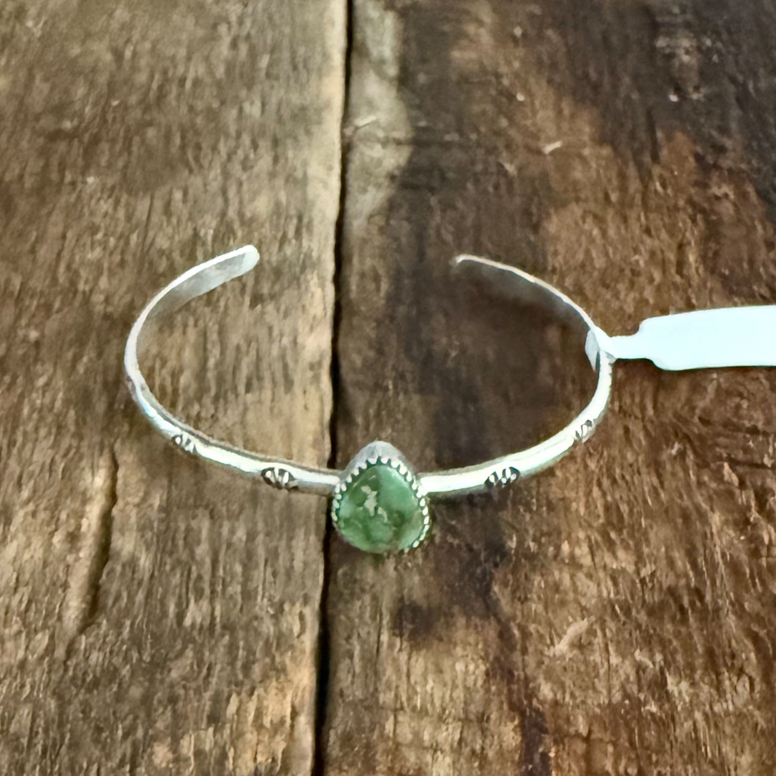 Authentic Native American Handmade Sterling Silver and Sonoran Gold Turquoise Cuff Bracelet