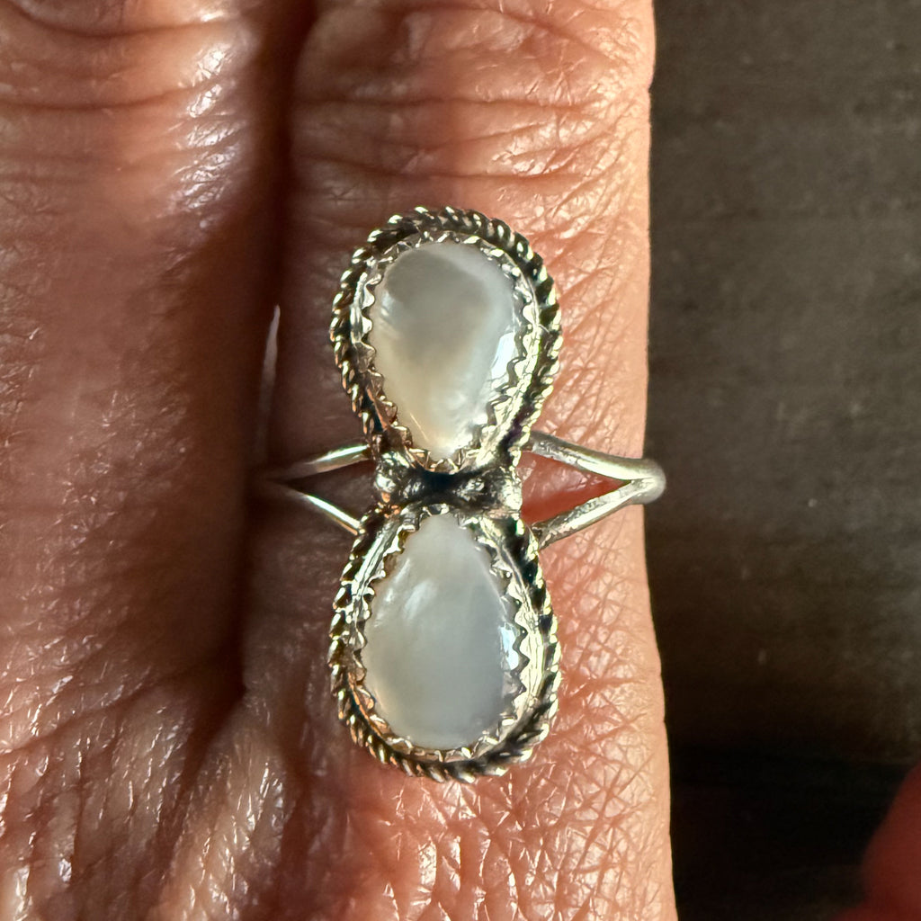 Authentic Native American Handmade Sterling Silver and Moonstone Ring size 9