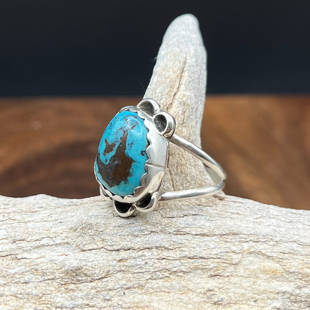 Authentic Native American Handmade Turquoise Ring Size 6 1/4.