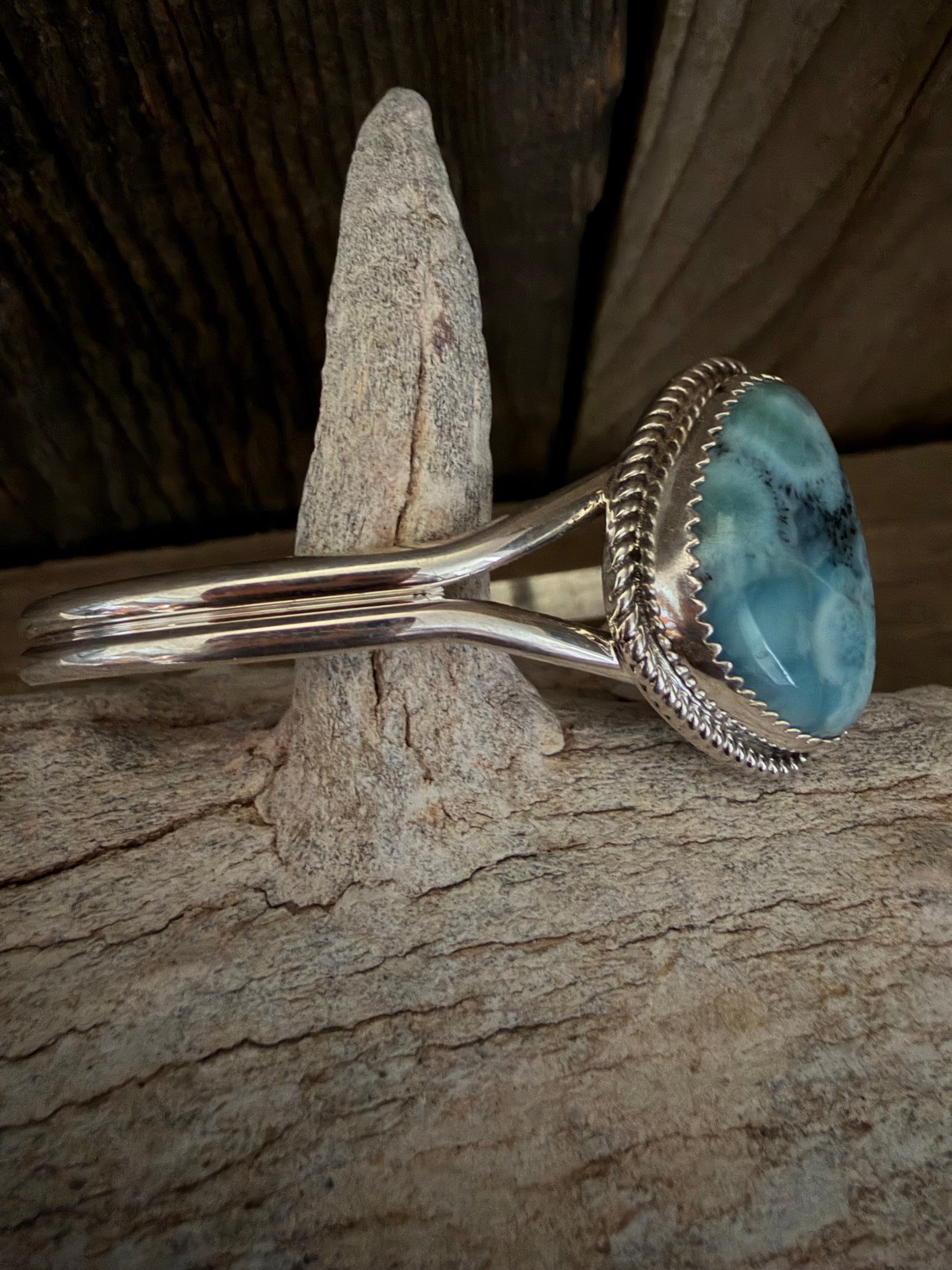 Native American Handmade Larimar Sterling Silver Bracelet
