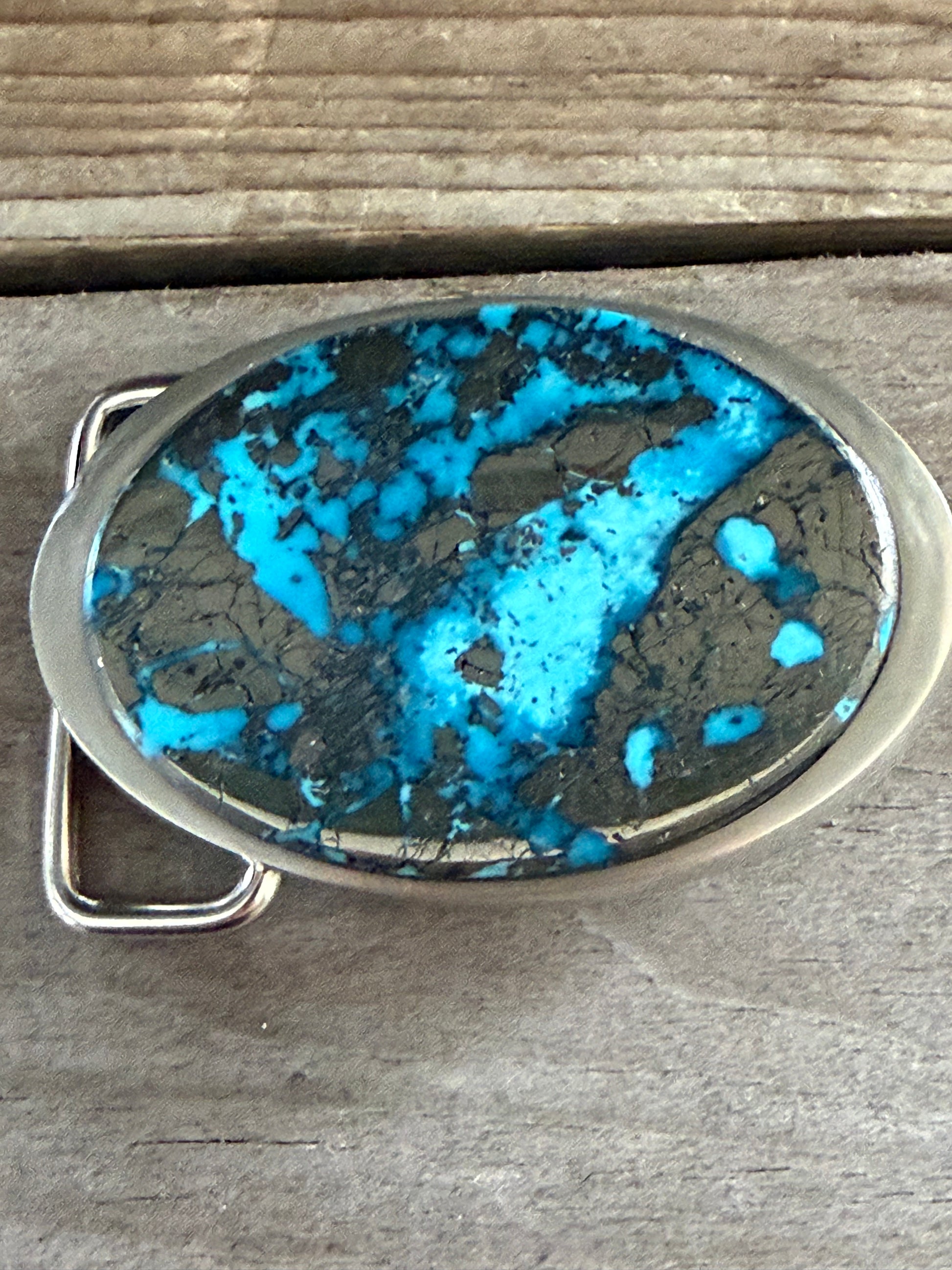 High Grade Persian Turquoise Handmade Belt Buckle (Medium)