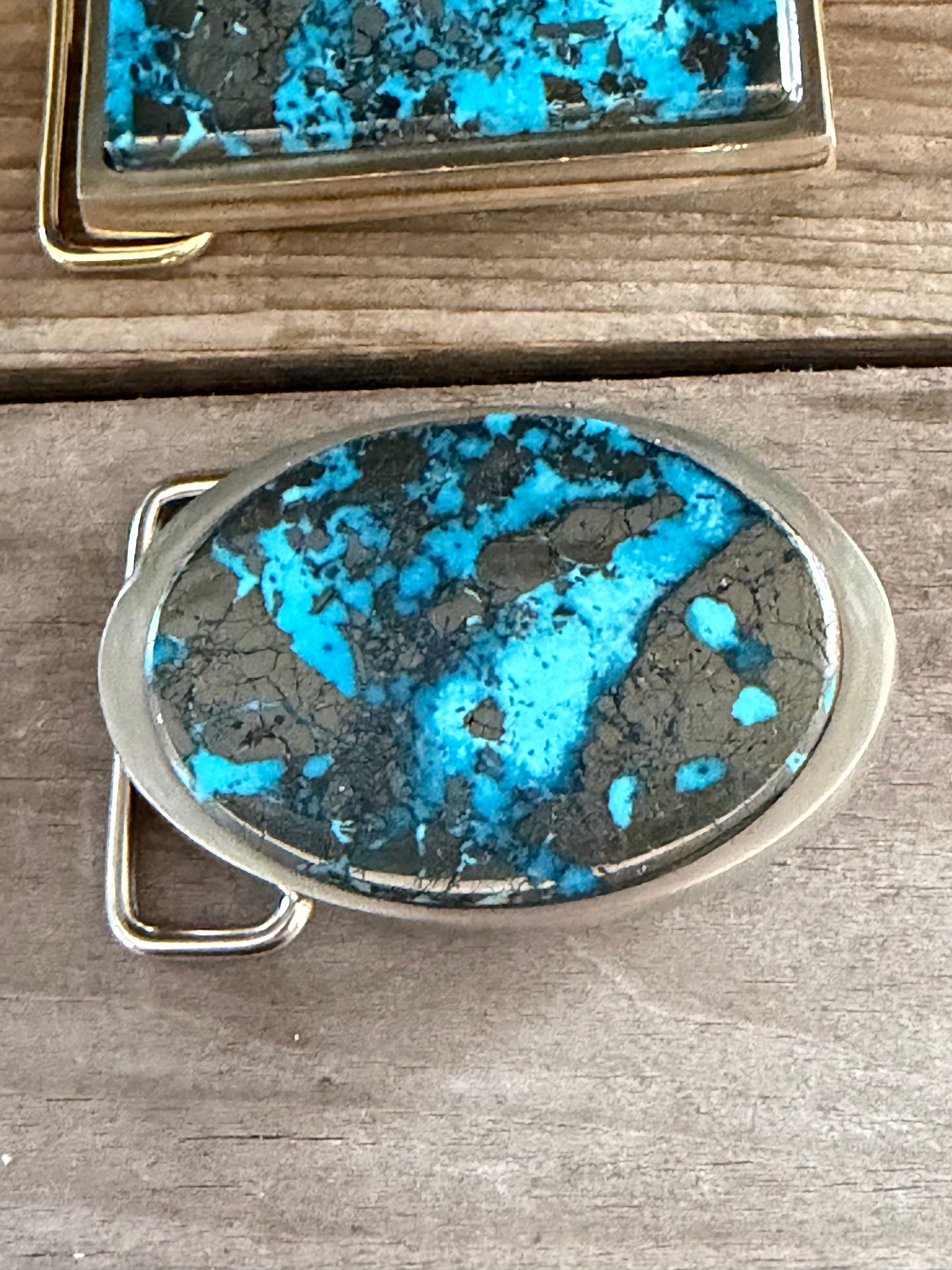 High Grade Persian Turquoise Handmade Belt Buckle (Medium)