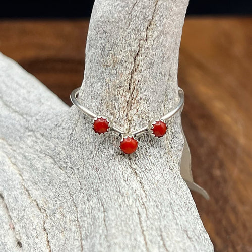 Authentic Handmade Native American Sterling Silver and Coral Ring