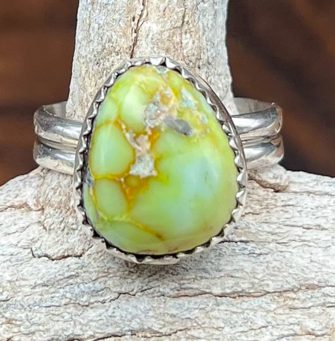 Authentic Native American Handmade Palomino Variscite Ring