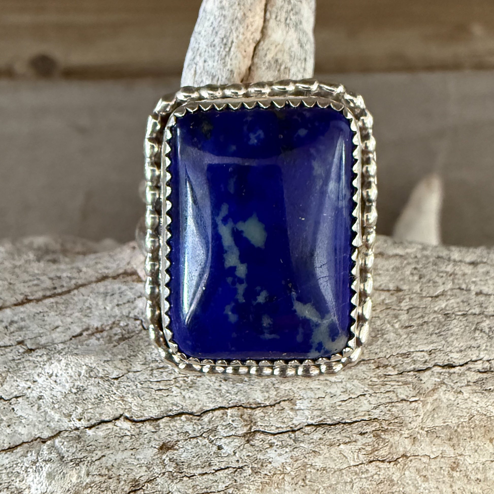 Authentic Native American Handmade Sterling Silver and Lapis Ring size 7 1/2.