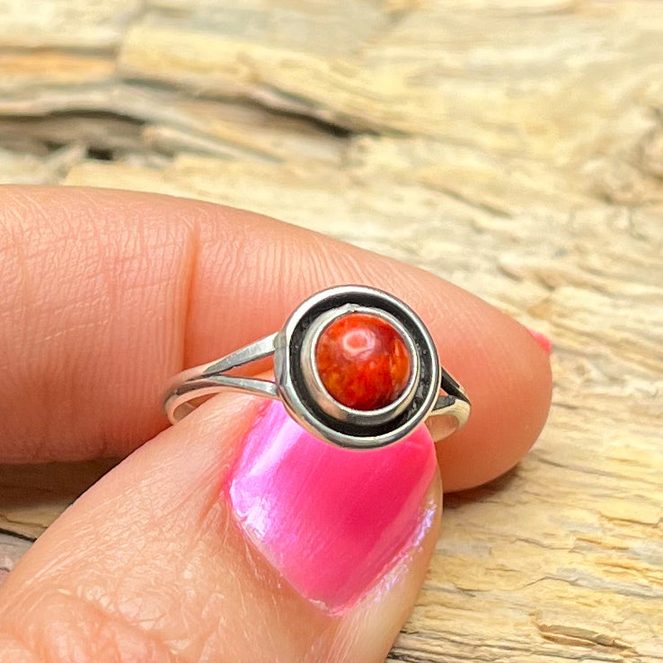 Authentic Native American Red Jasper Sterling Silver Ring