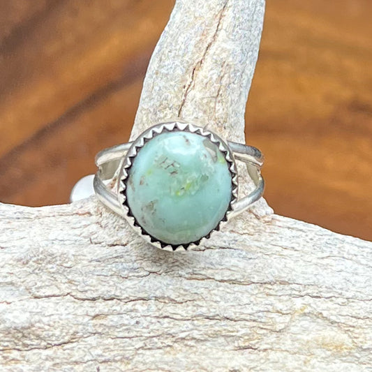 Authentic Native American Handmade Palomino Variscite Sterling Silver Ring