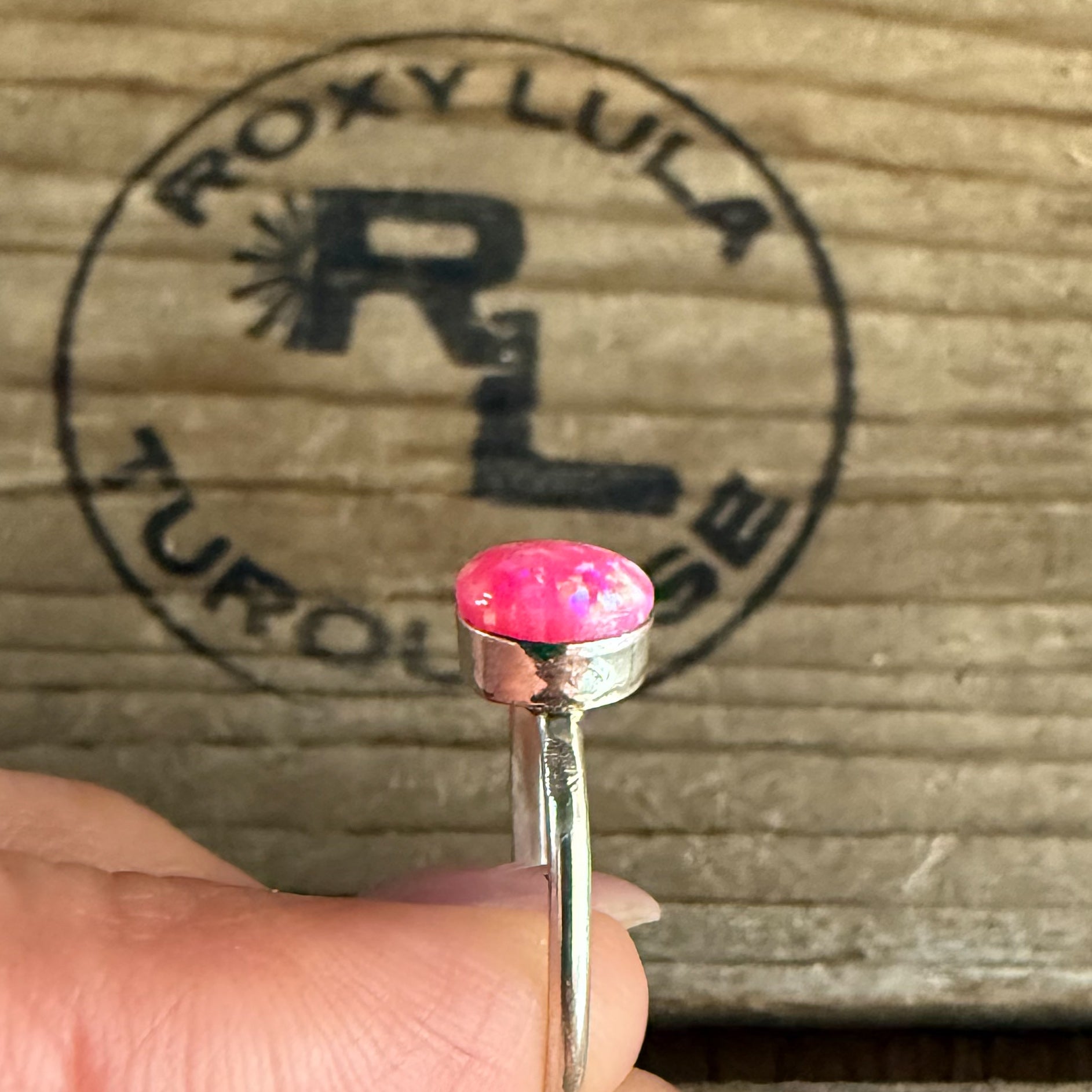 Authentic Native American Handmade Sterling Silver and Hot Pink Opal Ring size 7