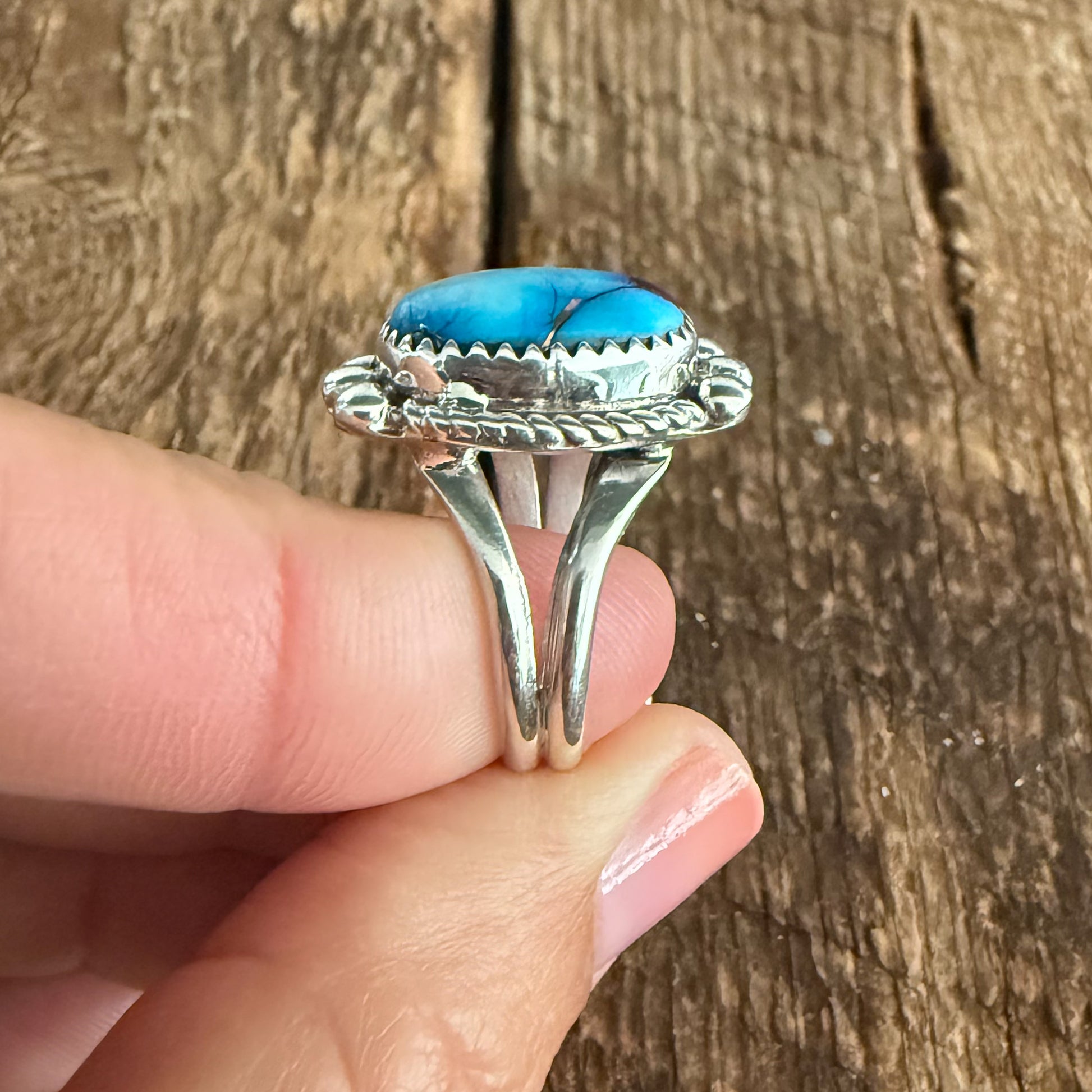 Authentic Native American Handmade Sterling Silver and Lavender Dahlia Ring size 7 1/2.