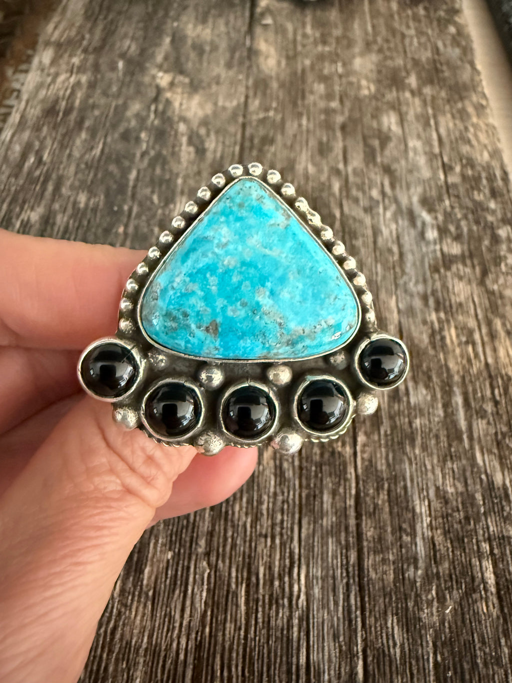 Black Onyx and Turquoise Custom Chad Tellar Ring