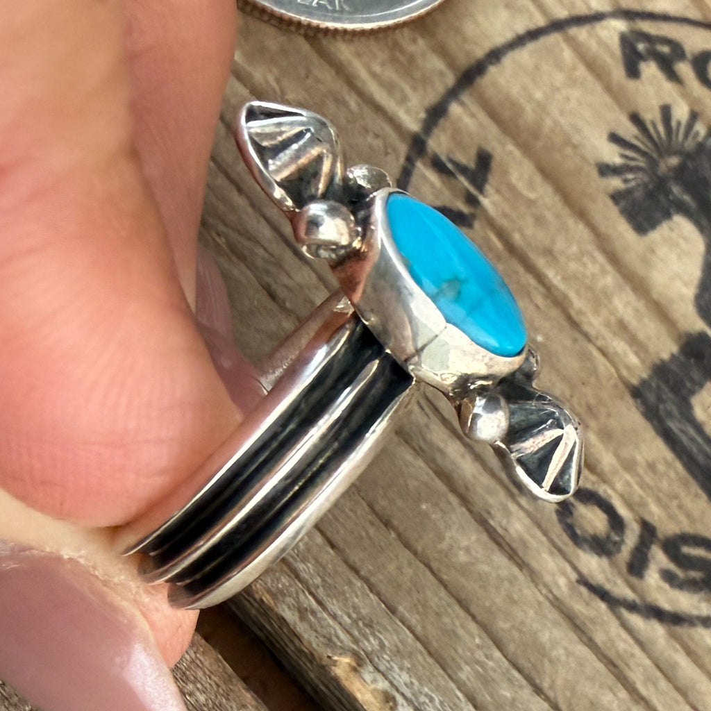 Authentic Native American Handmade Sterling Silver and Turquoise Ring size 6