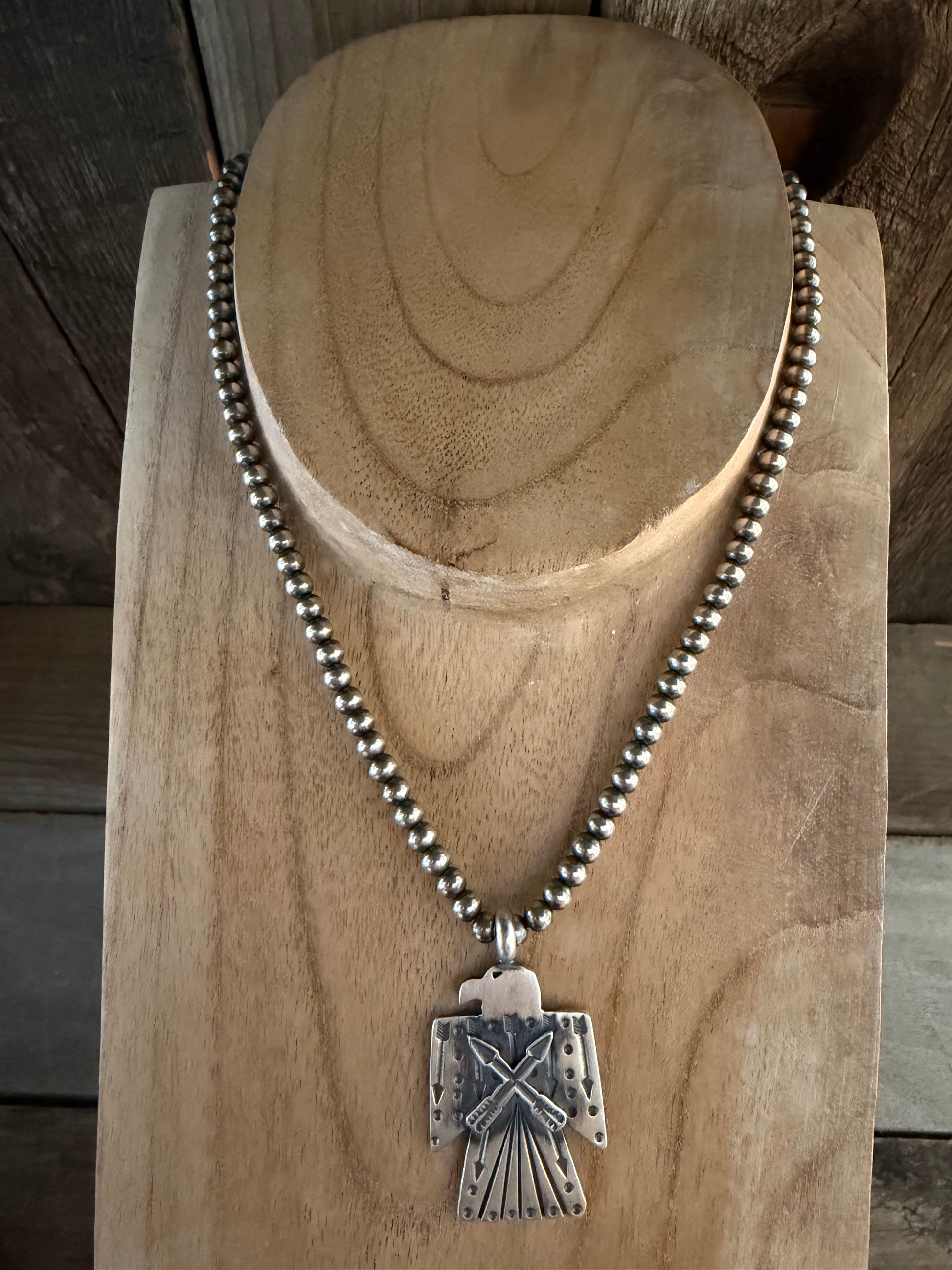 Native American Handmade Sterling Silver Thunderbird Pendant