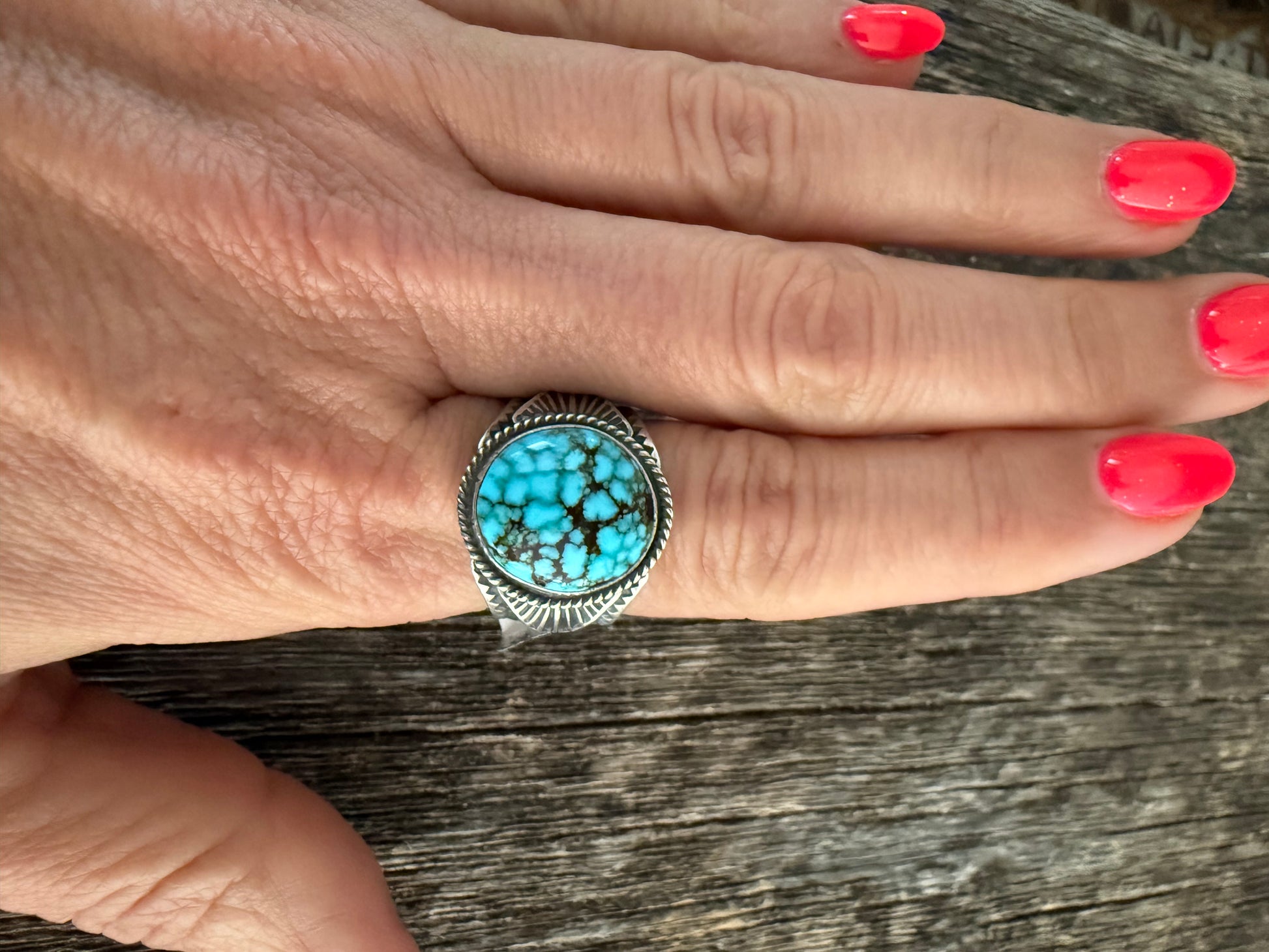 Kingman Web Custom Turquoise Ring