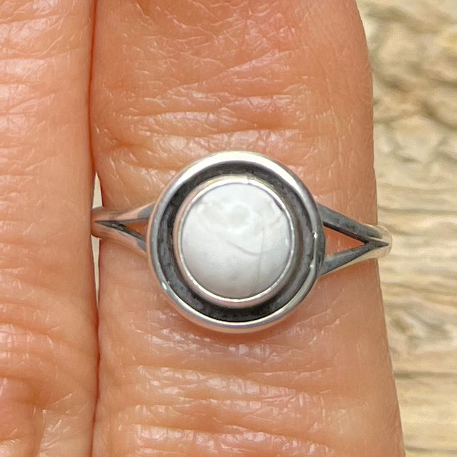 Authentic Native American Handmade White Buffalo Sterling Silver Ring