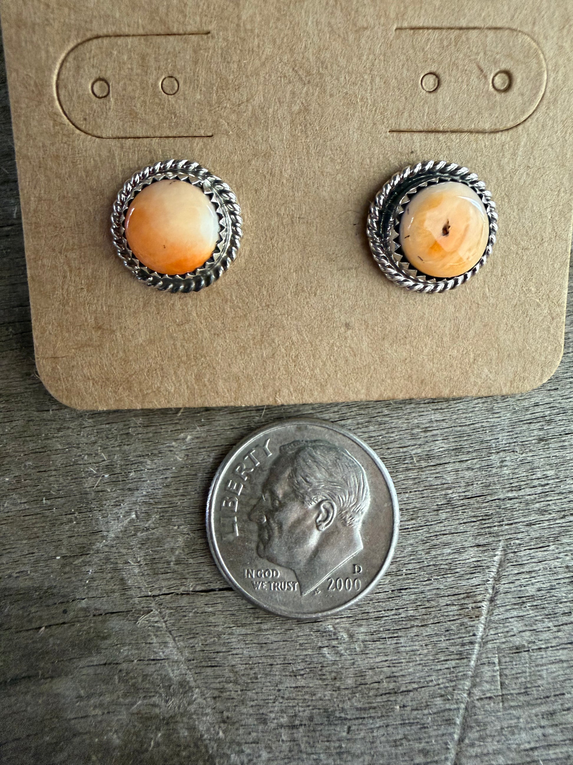 Native American Handmade Spiny Oyster Sterling Silver  Earrings