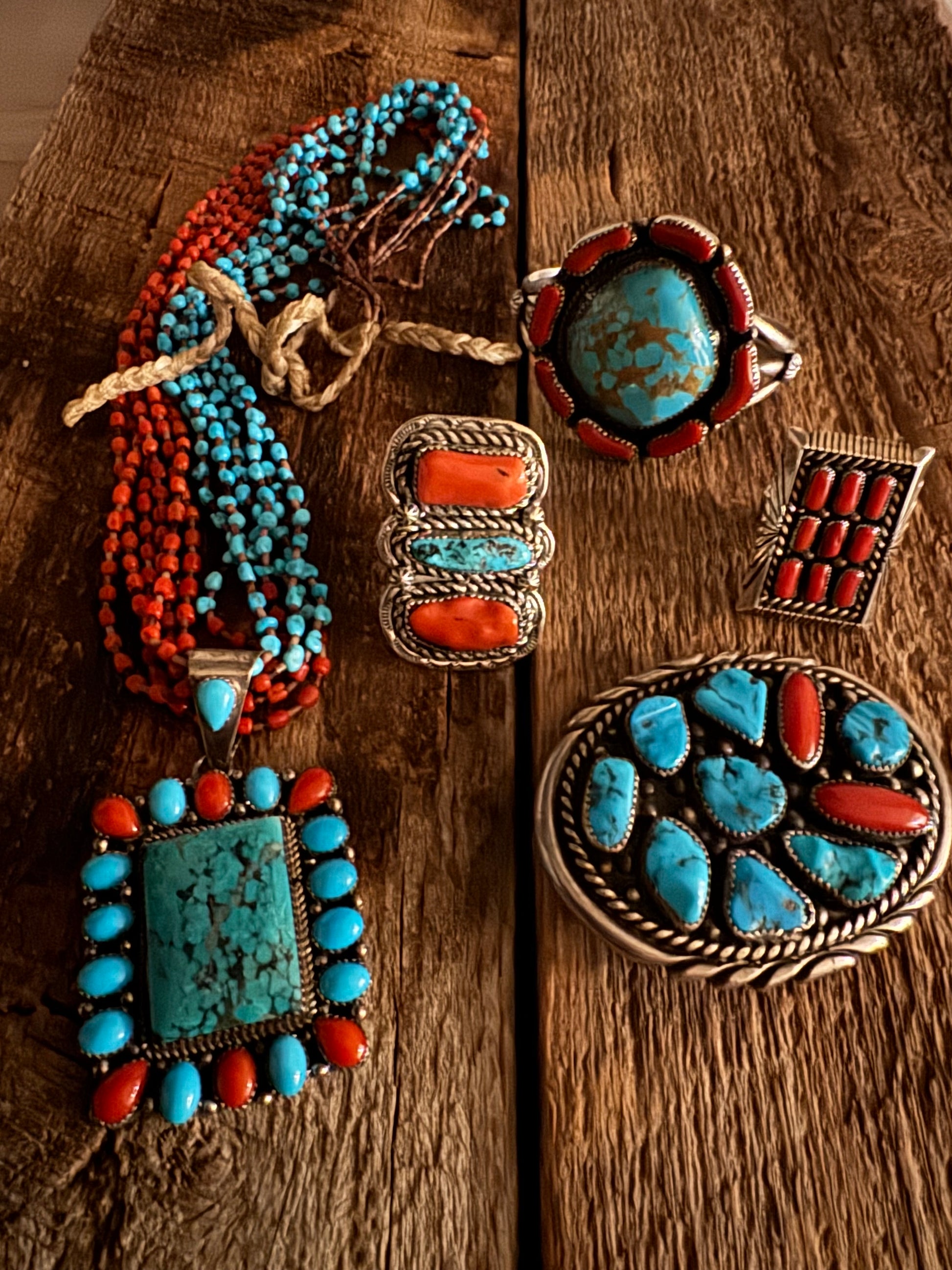 Vintage 1970 Kingman-Coral Turquoise Belt Buckle