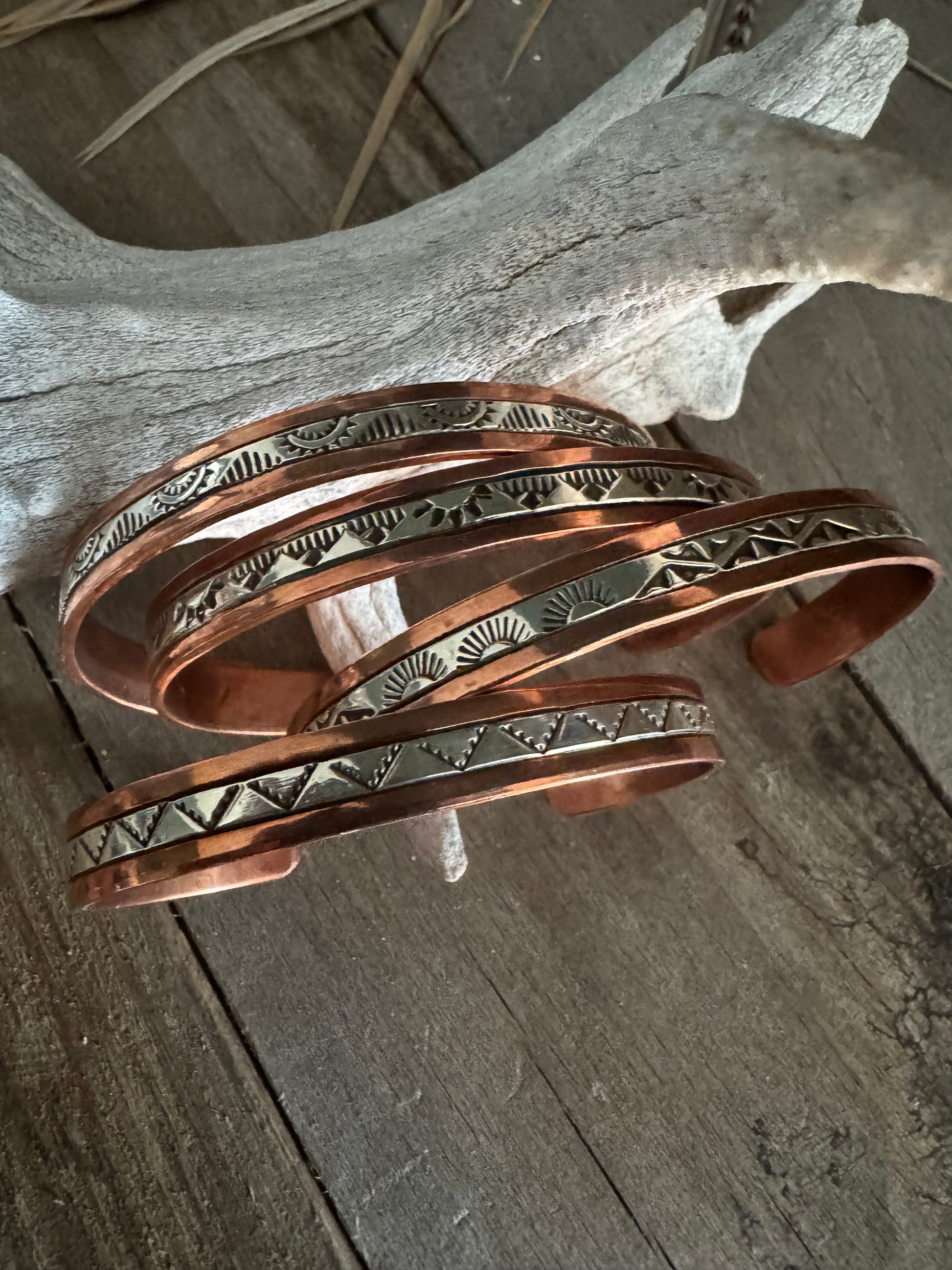 Men’s Sterling Silver-Copper Stamped cuff