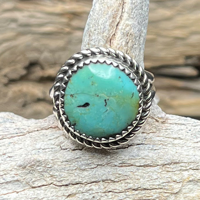 Authentic Native American Handmade Sterling Silver Turquoise Ring