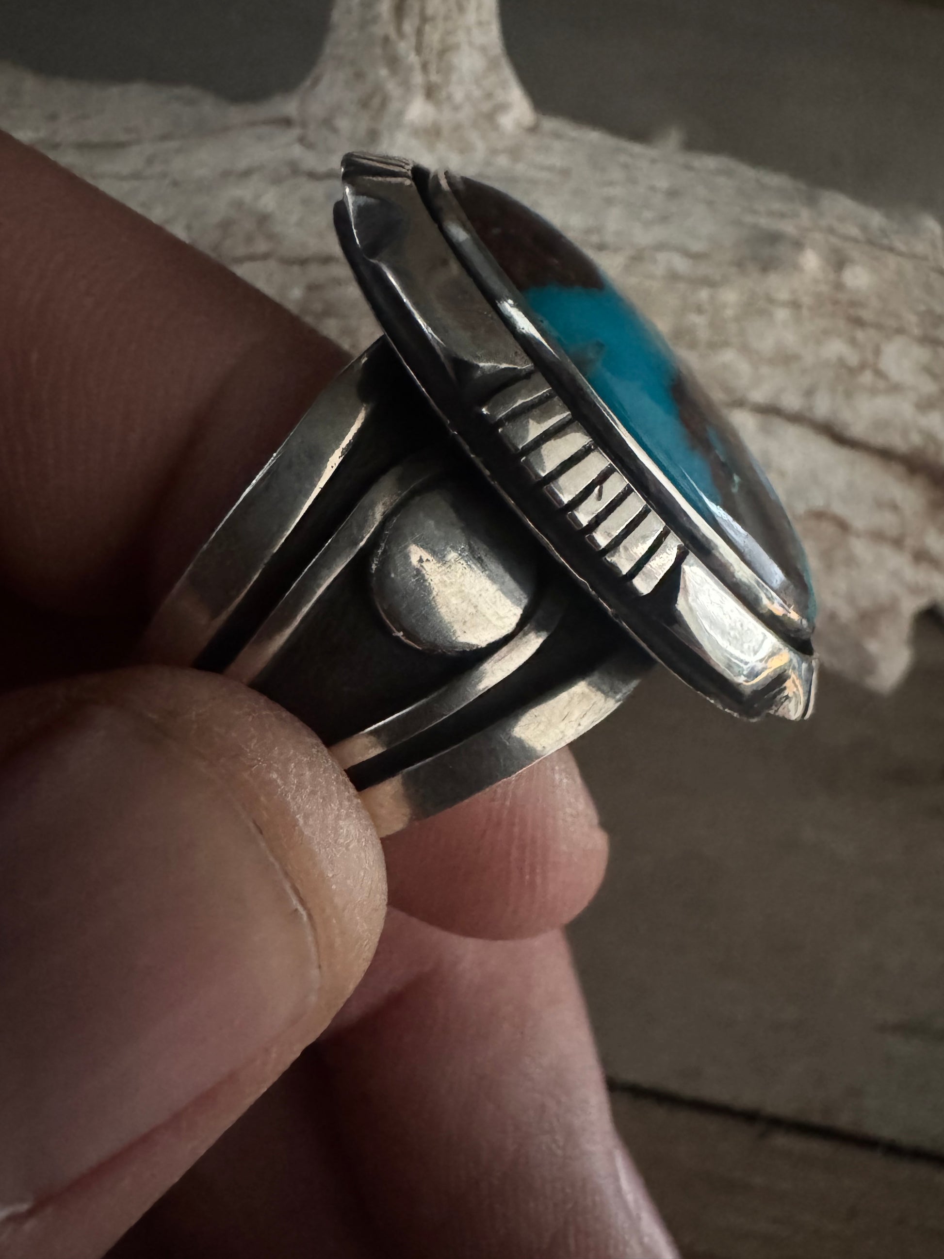 Cooper Willie Handmade Bisbee Turquoise Ring Size 13.5