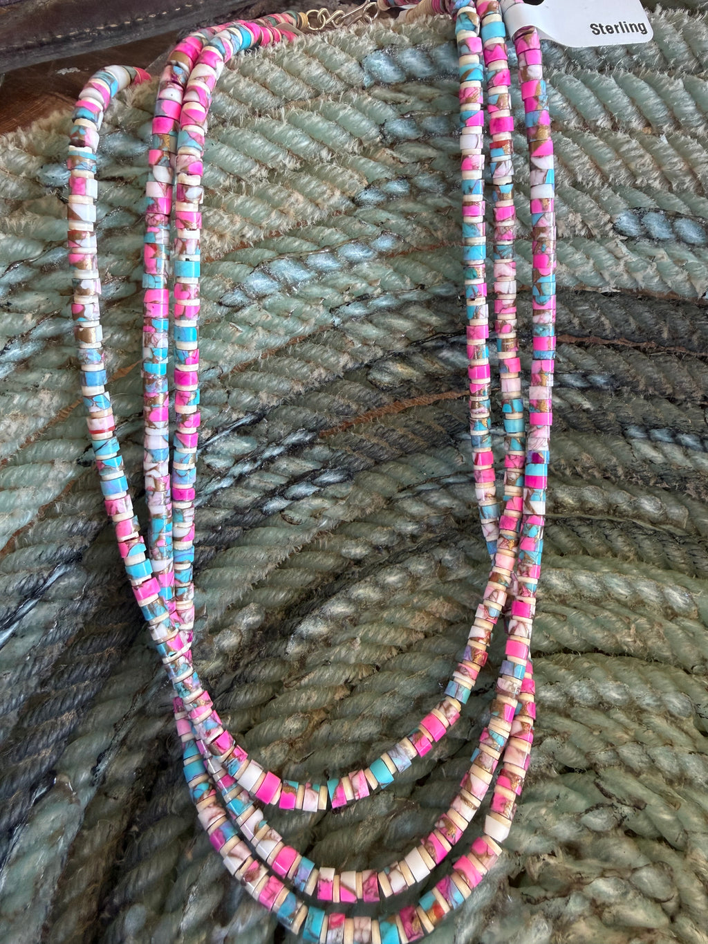 Native American Randy Garcia Handmade Cotton Candy Necklace 18”