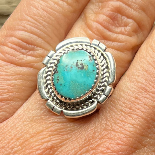 Authentic Native American Sterling Silver Turquoise Ring