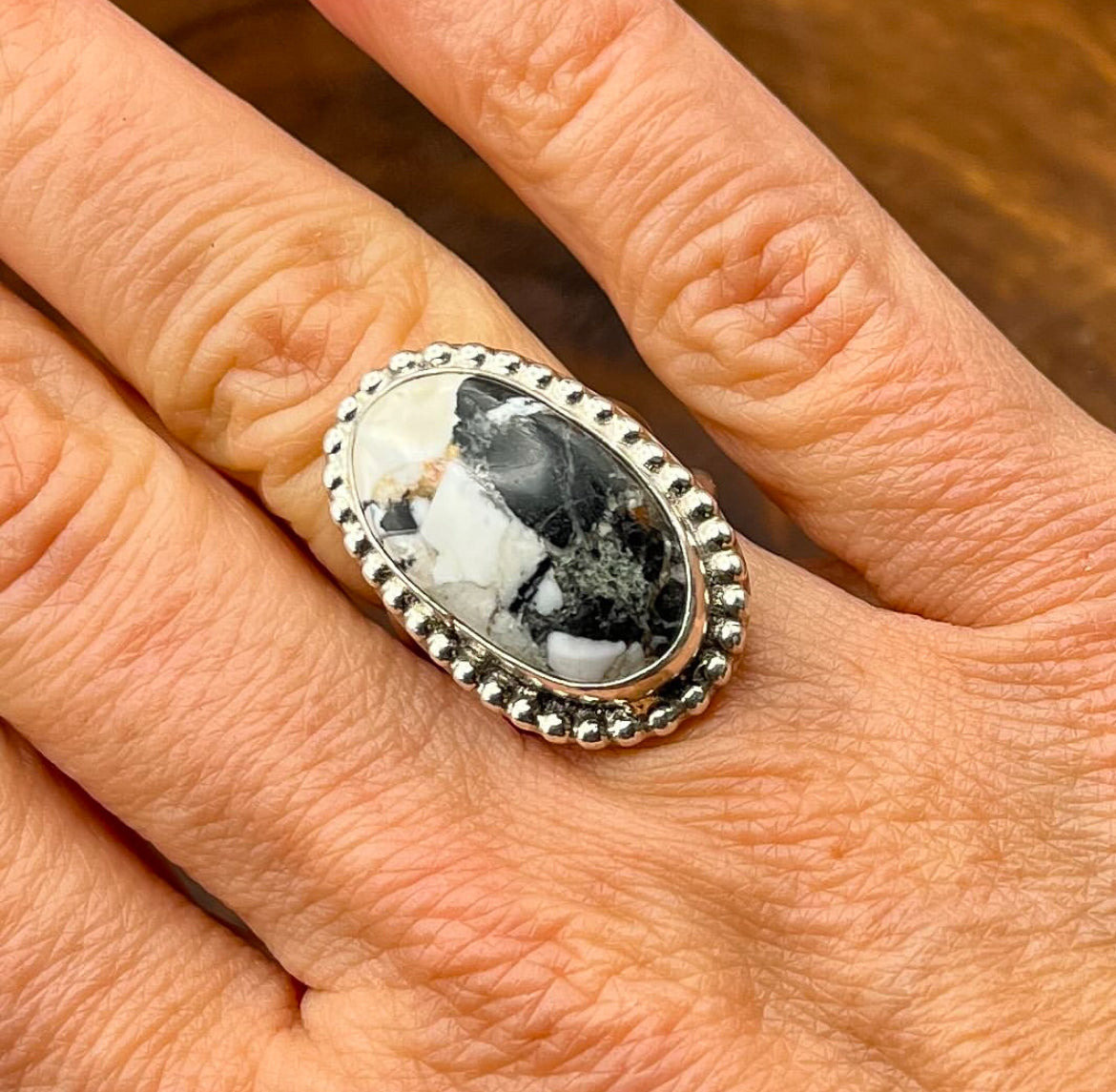 Authentic Native American Handmade White Buffalo Turquoise Ring