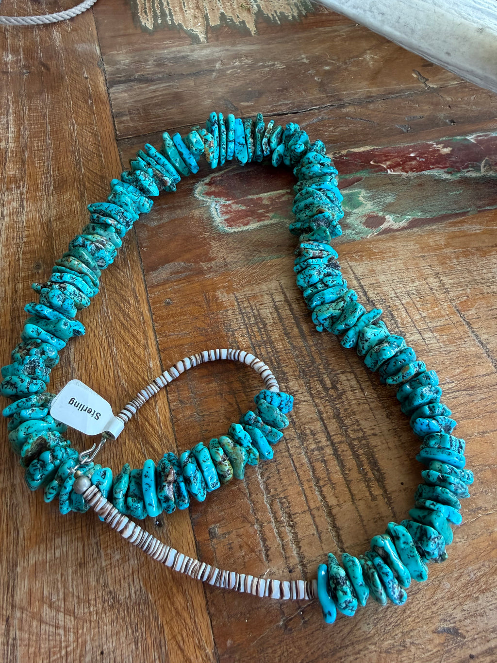 Native American Handmade Heavy Chunky Kingman Nugget Necklace 30”