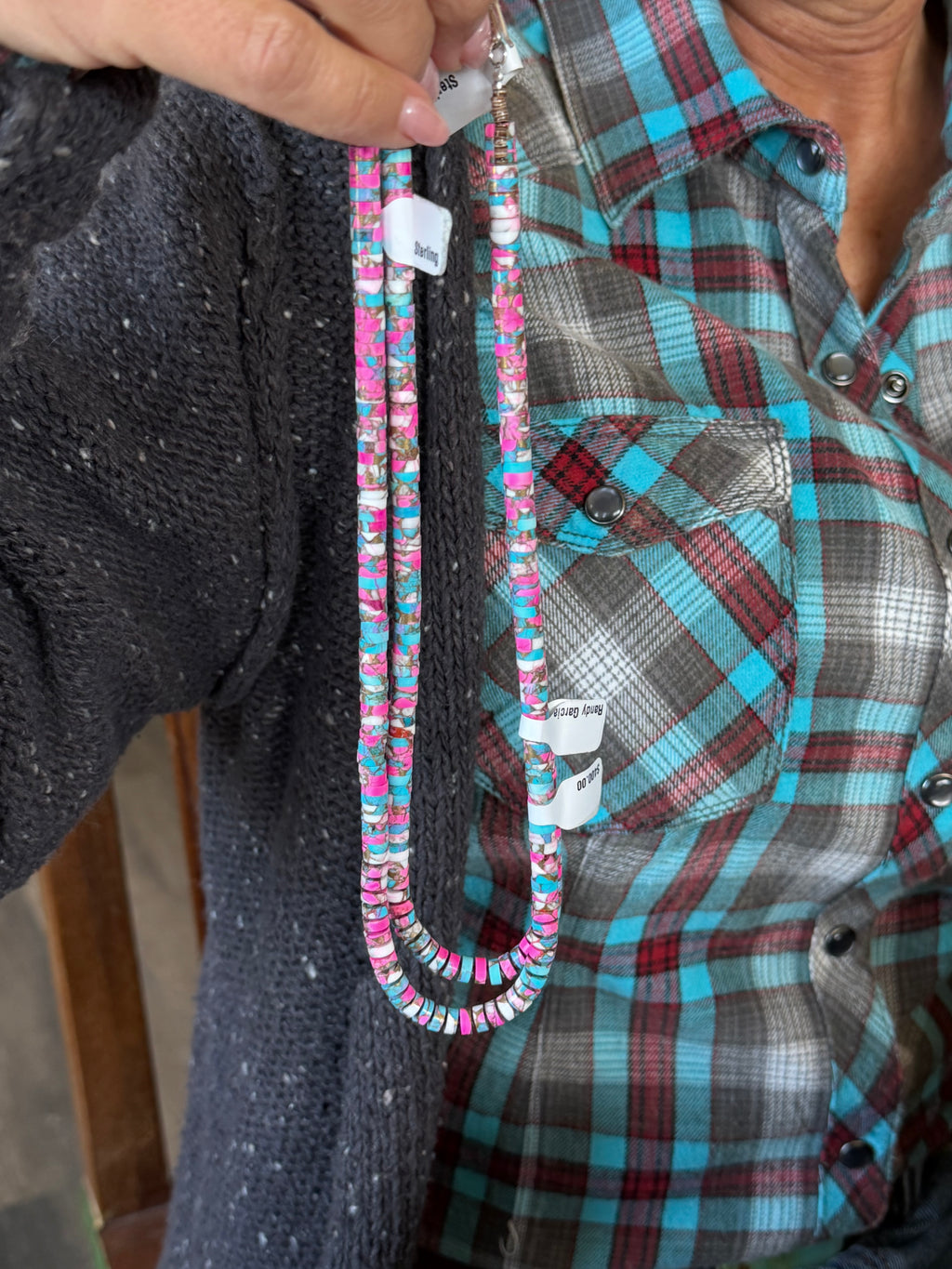 Native American Randy Garcia Handmade Cotton Candy Necklace 18”
