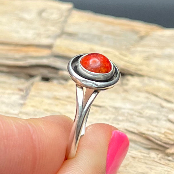 Authentic Native American Red Jasper Sterling Silver Ring