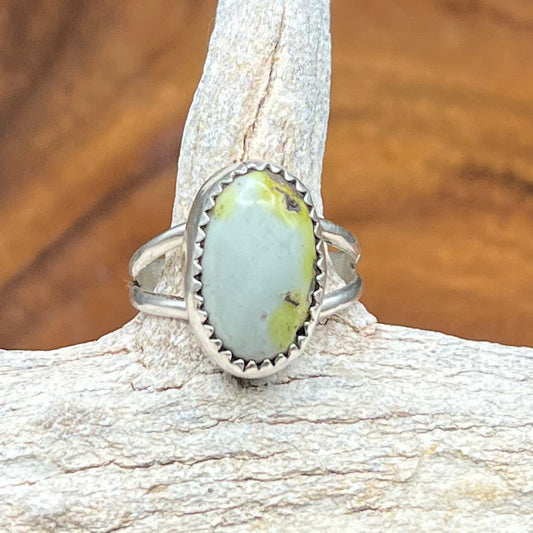 Authentic Native American Homemade Palomino Variscite Sterling Silver Ring