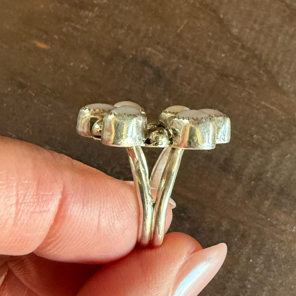 Authentic Native American Handmade Sterling Silver and Moonstone Ring size 6.75