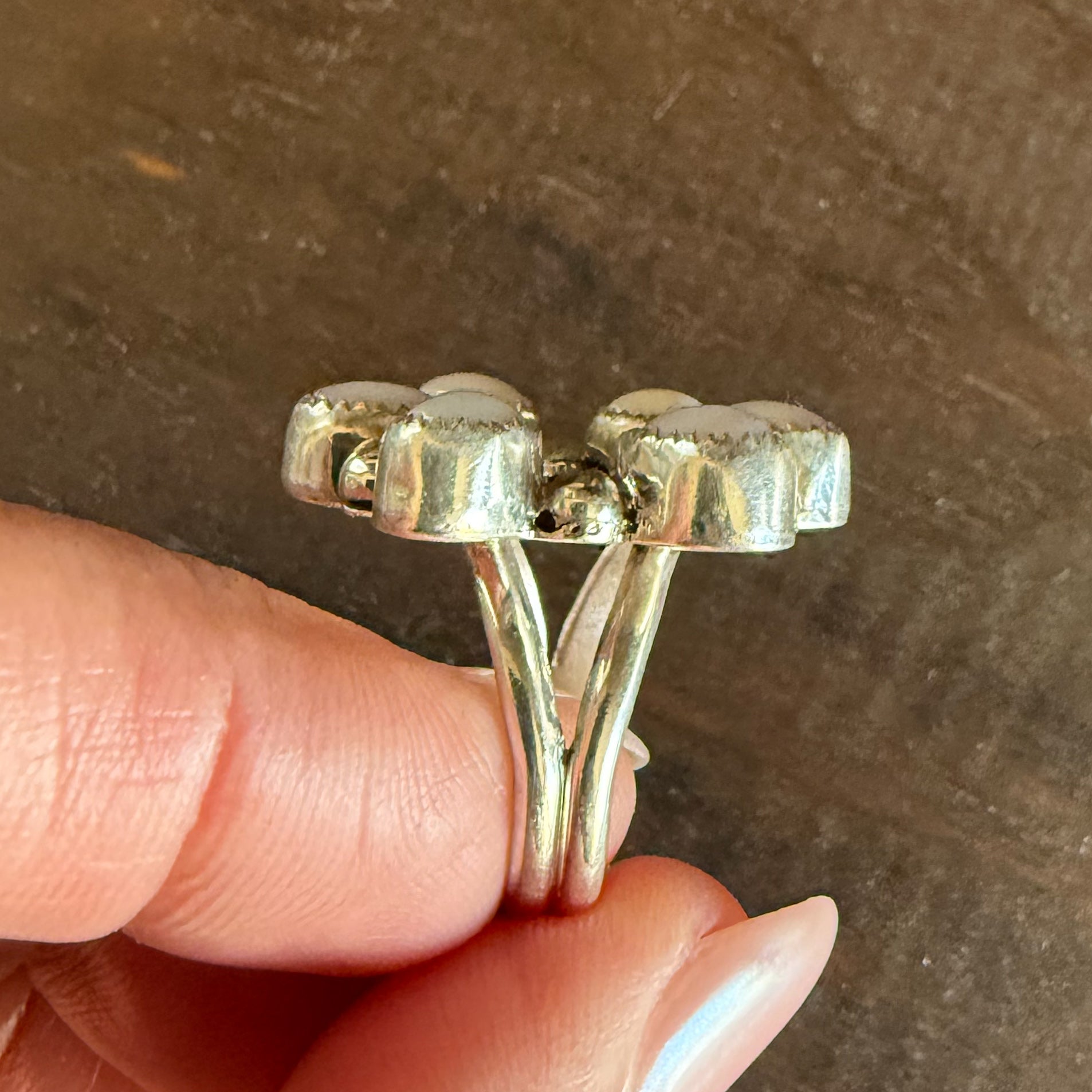 Authentic Native American Handmade Sterling Silver and Moonstone Ring size 6.75