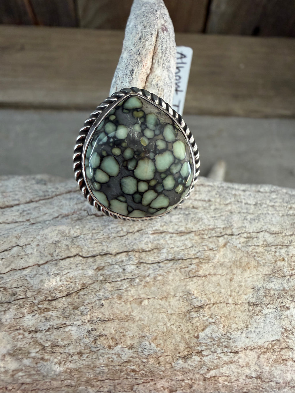 Native American Albert Jake Handmade Sterling Silver-Desert Bloom Variscite Ring Size 6