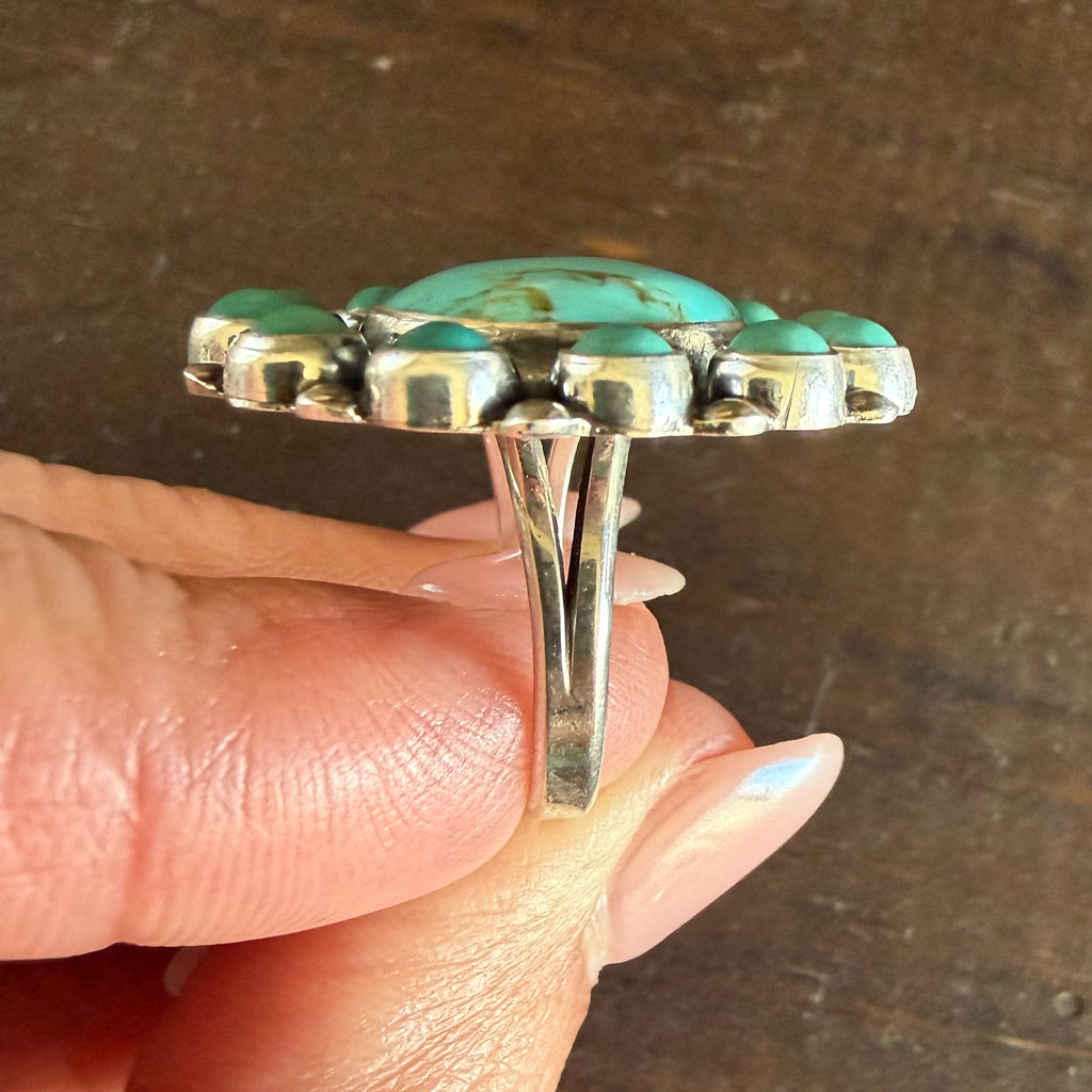 Authentic Native American Handmade Sterling Silver and Turquoise ring size 7 1/2