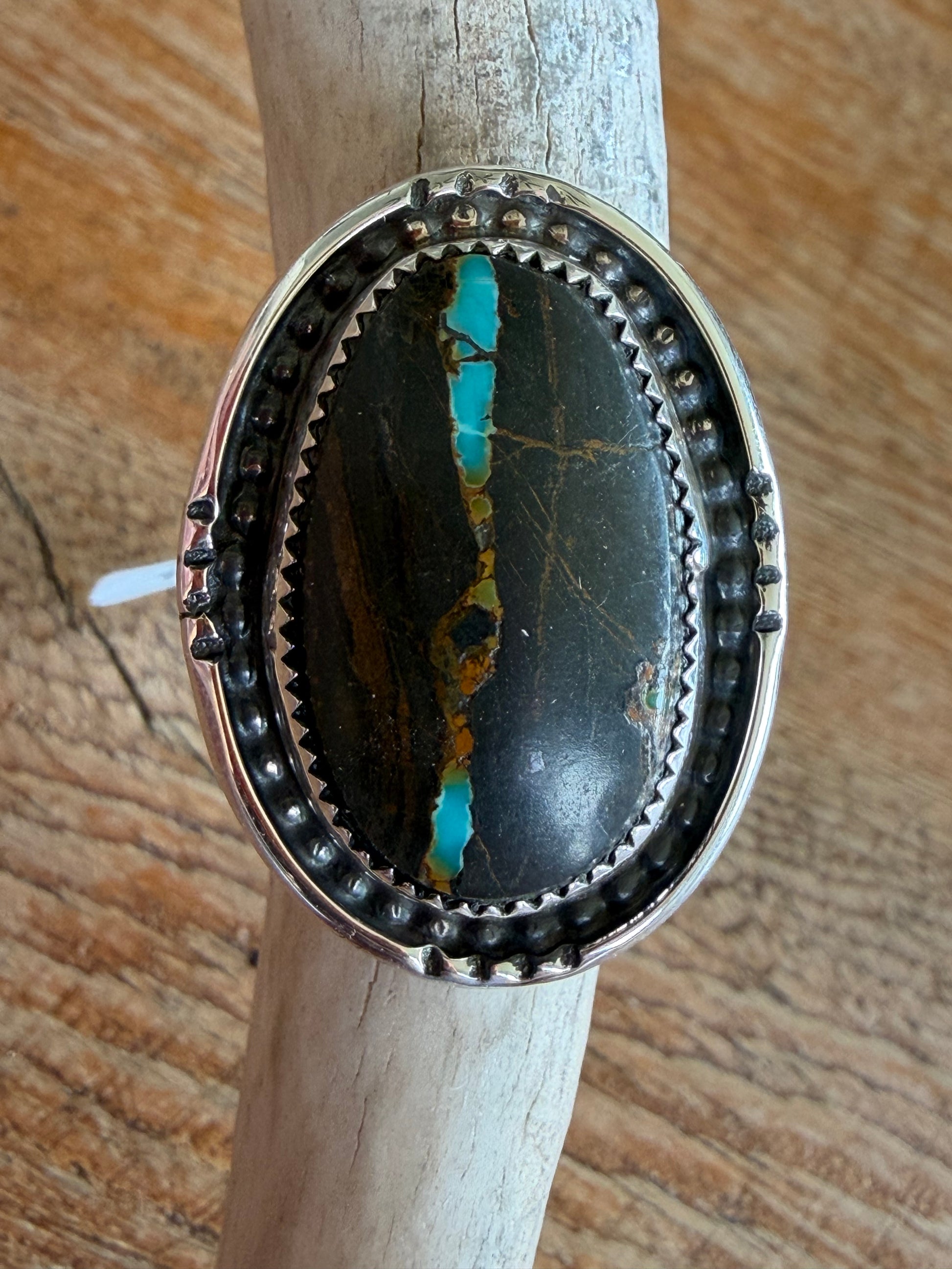 Native American Handmade Sterling Silver Blackjack Ring Size 6.75