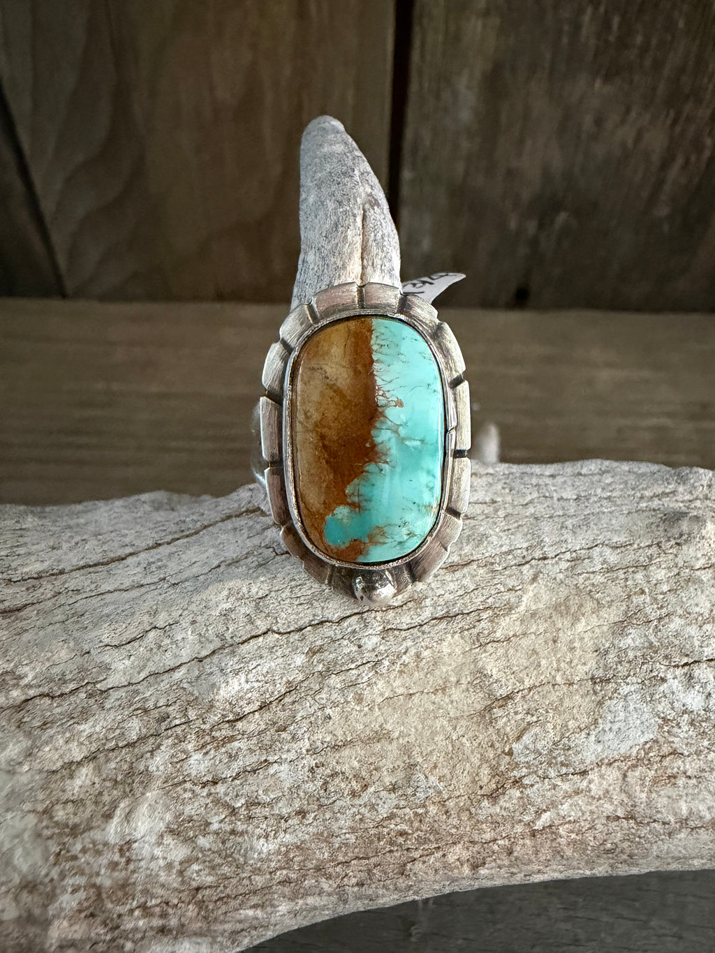 Native American Celeste Begay Handmade Pilot Mountain Turquoise-Sterling Silver Ring Size 6.5