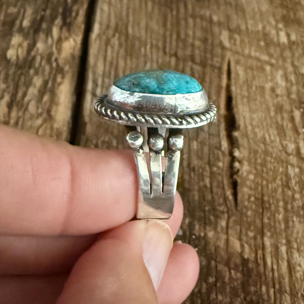 Authentic Native American Handmade Sterling Silver and Turquoise Ring size 7 1/2