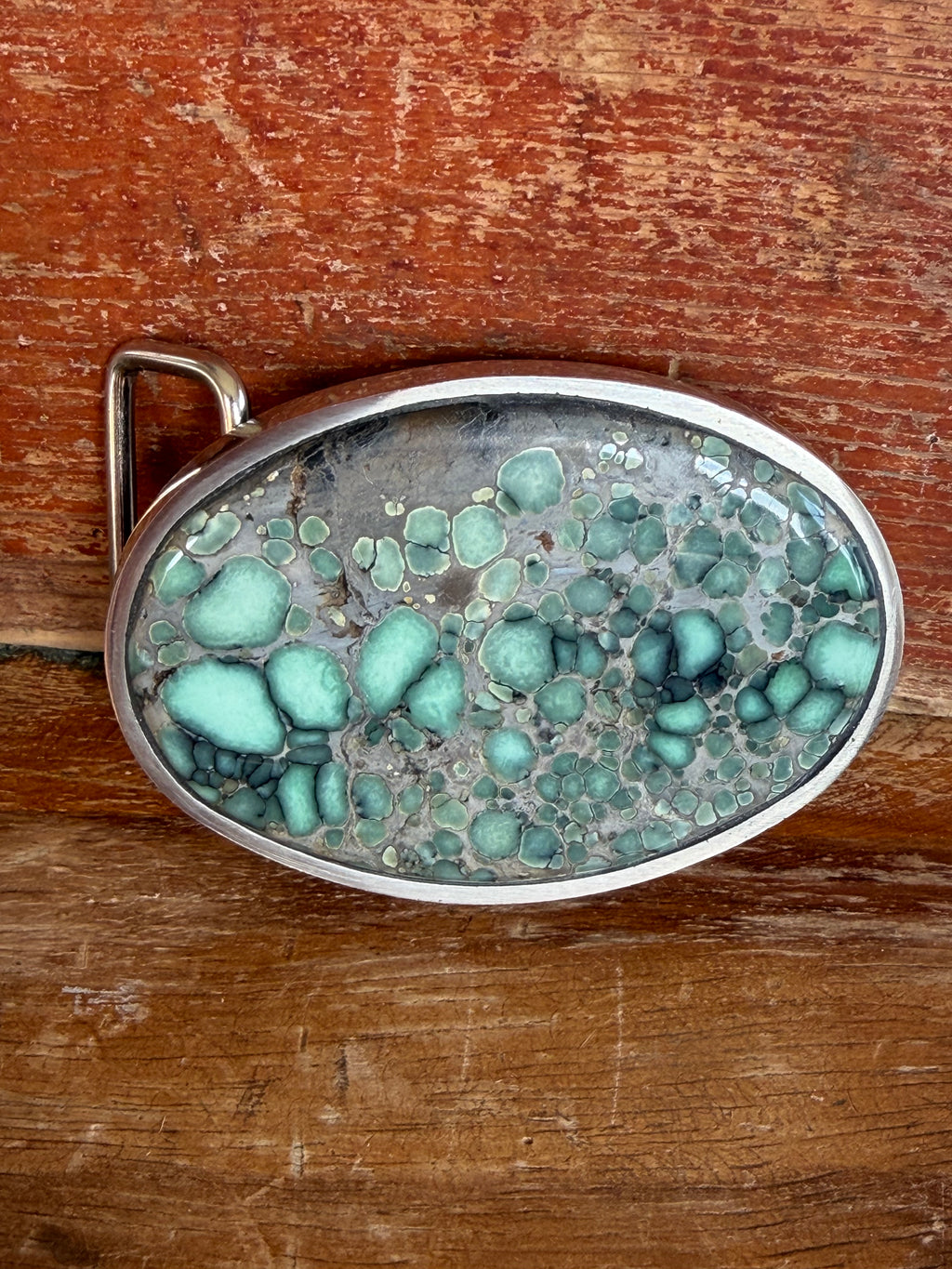 Desert Bloom Variscite Handmade Belt Buckle (Large)