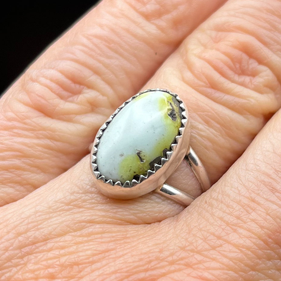 Authentic Native American Homemade Palomino Variscite Sterling Silver Ring