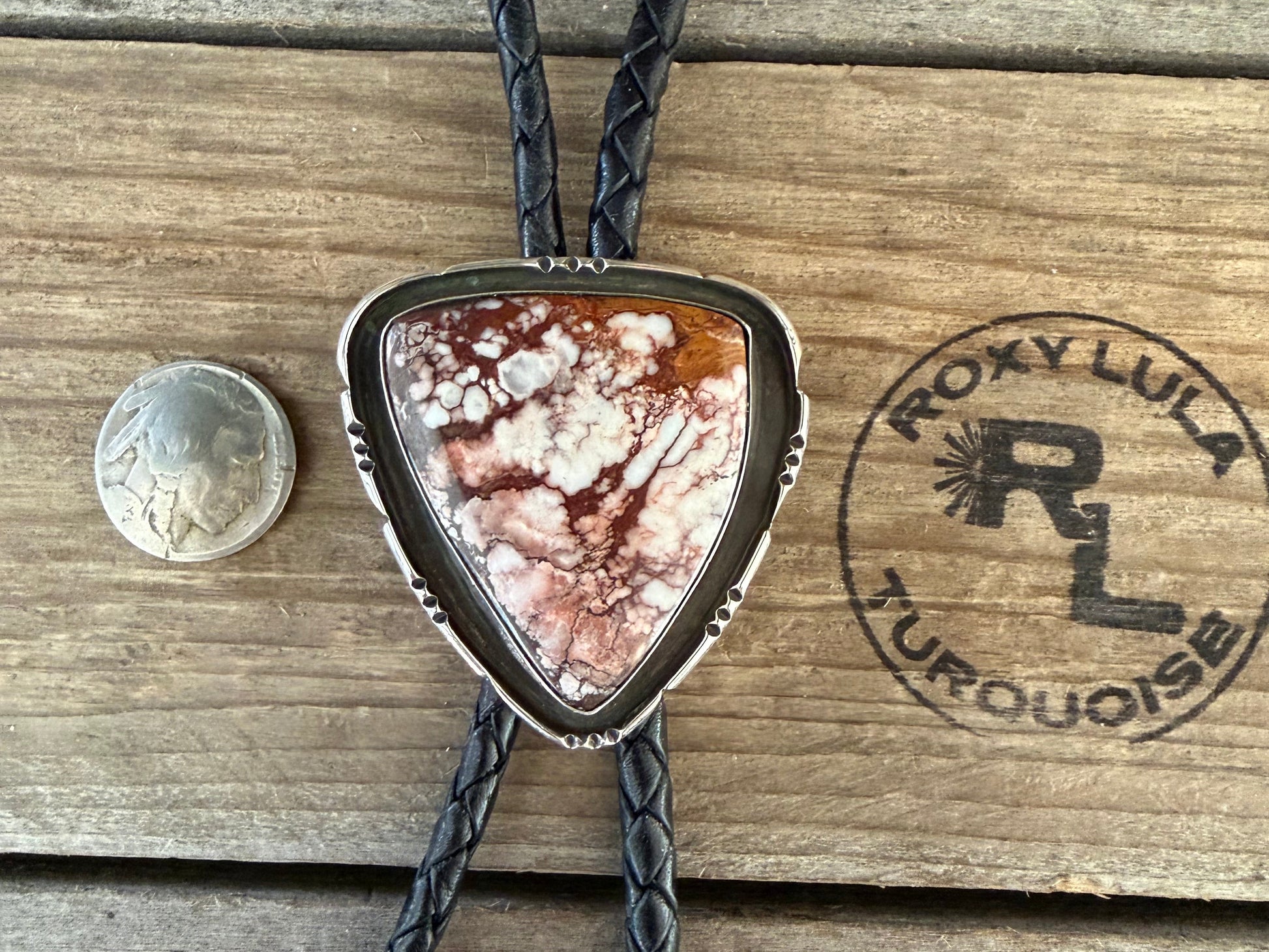 Native American Handmade Wild-horse Variscite Sterling Silver Bolo Tie