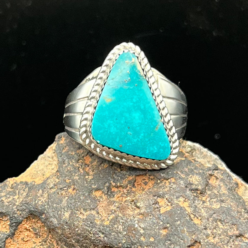 Men’s Native American Handmade Sterling Silver Turquoise Ring Size 12.